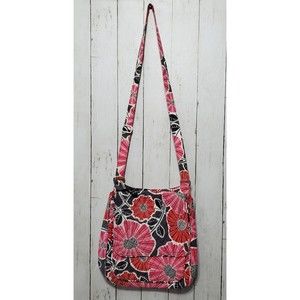 Vera Bradley Mailbag Crossbody Bag Purse Cherry Blossom Pink Gray Flap Closure